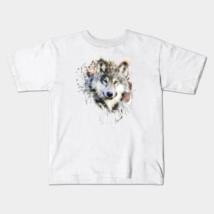 Wolf Watercolor Portrait Kids T-Shirt